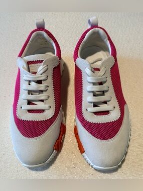 Hermes Pink and White Women's Sneakers